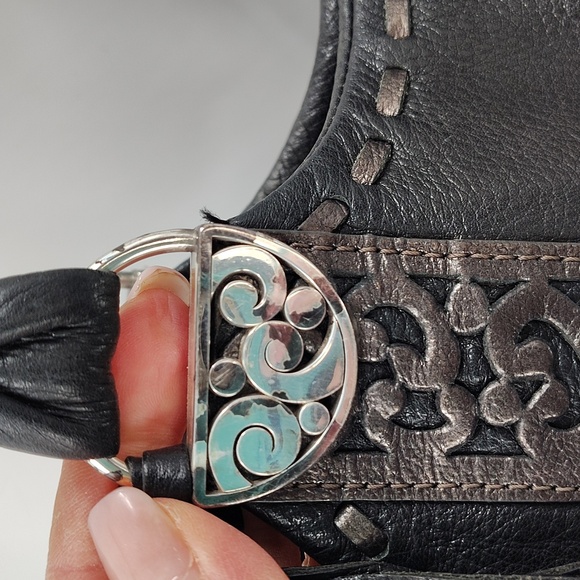 Brighton Black Leather Shoulder Bag Double Strap - Picture 7 of 15